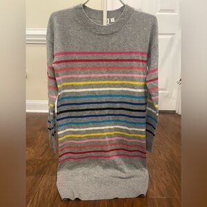 Gap Crazy Stripe Crewneck Sweater Dress Gray Multi - Size Small